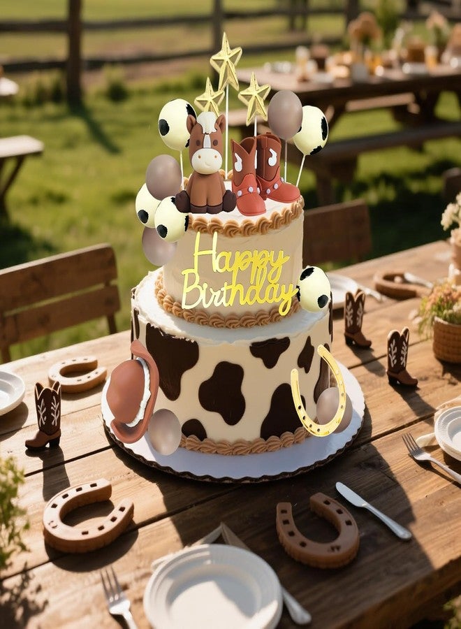 Tyotrbs 21Pcs Cowboy Cake Toppers Cowboy Hat and Boot Horse Cake decorations Western Cowboy Cowgirl Birthday Baby Shower for Western Theme Party Favors Supplies - Image 2